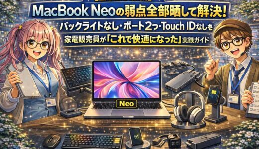 【2026最新】MacBook Neoの弱点全部晒して解決！バックライトなし・ポート2つ・Touch IDなしを家電販売員が「これで快適になった」実践ガイド