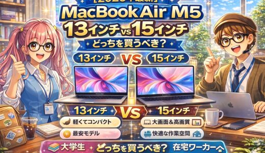 【2026最新】MacBook Air M5 13インチ vs 15インチ どっちを買うべき？大学生・在宅ワーカー別おすすめ比較