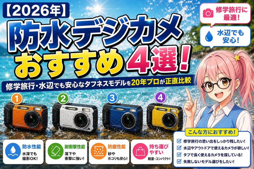 2026年】防水デジカメおすすめ4選！修学旅行・水辺でも安心なタフネス